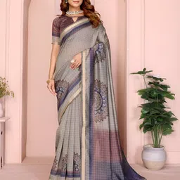 MANSHA GARMENT Ethnic Motifs Printed Zari Saree image 3