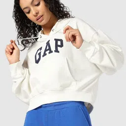 GAP Women Printed Boxy-Fit Cropped Hooded Sweatshirt-picture-35
