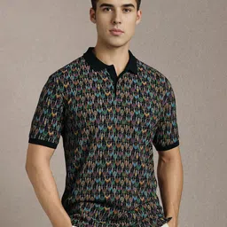 Louis Philippe Sport Abstract Printed Polo Collar Pure Cotton Slim Fit T-shirt-picture-41