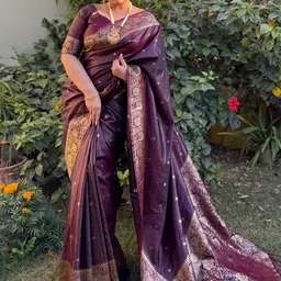 yourwish Ethnic Motifs Zari Silk Cotton Banarasi Saree-picture-19