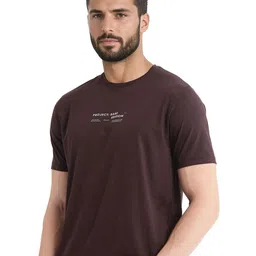 RARE RABBIT Men Typography Printed Round Neck Cotton T-shirt-image-8