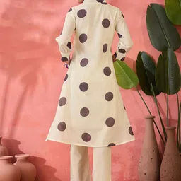 Sangria Geometric Printed V-NeckPure Cotton A-Line Kurta With Trouser image 2