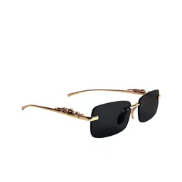 SPADEACES Kids Rimless UV Protected Rectangle Sunglasses kARAN GOLD BLACK -09 image 3