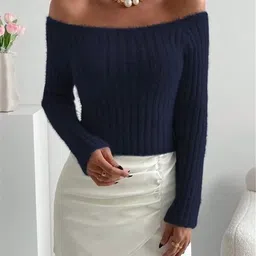 StyleCast Ribbed Off-Shoulder Pullover image 4