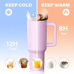 indiwarrior 40oz Tumbler With Handle And Straw With Lid, Double Wall Insulated Vacuum Sealed Stainless Steel Tumbler image 2