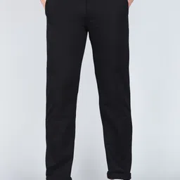 peter england Men Regular Fit Black Cotton Blend Trousers-picture-40