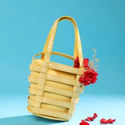 HAUTE SAUCE by Campus Sutra Yellow PU Structured Satchel-picture-11