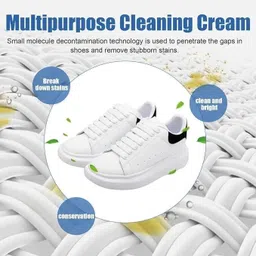 eyuxee white shoe cleaner cream with sponge | instant shoe whitener for white sneakers Leather, Sports, Patent Leather Shoe Cream image 5