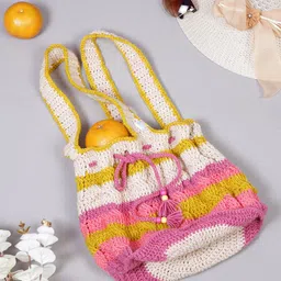 Magic Needles Textured Shopper Tote Bag With Tasselled-image-9