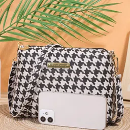 DressBerry White Woven Design PU Structured Sling Bag-image-45