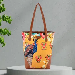 Lychee bags Yellow Printed Shopper Tote Bag-picture-42