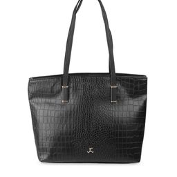Mochi Black Textured PU Shopper Tote Bag-picture-48