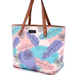 DressBerry Tropical Printed Canvas Oversized Shopper Tote Bag with Quilted image 4