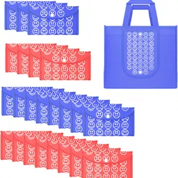 kuber industries Pack of 24 Smile Foldable Grocery/Shopping Bags For Women | Dark Blue & Red Pack of 24 Grocery Bags-picture-40