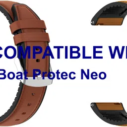 ACM WSM33U22BRGL3910 Pack of 2 Watch Strap Leather Silicone Belt 22mm for Ageasy Boat Protec Neo Smartwatch (Brown/Gold) Smart Watch Strap-picture-21