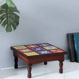 rhapsodically made Handcrafted Tiles Brown wood Chowkie-picture-19