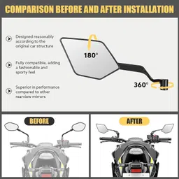 racer's edge Manual Rear View Mirror For Universal For Bike Appache RTR 160, Appache RTR 180 image 3