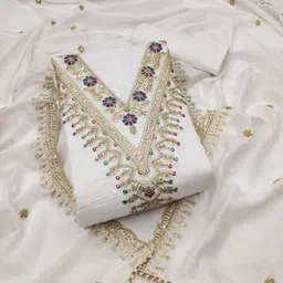 zanzar enterprise Unstitched Cotton Blend Kurta & Churidar Material Embroidered-picture-10