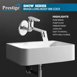 prestige Waterfall Bib Cock Pack Of 1 Finish Chrome platet Tap Made Of Brass Faucet Bib Cock Bathroom Tap Bib Tap Faucet image 5