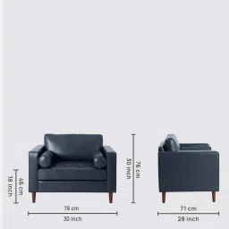 timberly Bruch Leatherette Arm Chair In Blue Colour image 2