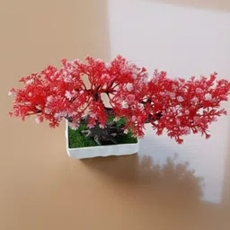 hdx enterprise Big Baniyan Tree Red leaf for Home Office Decoration Red Anthurium Artificial Flower with Pot image 2