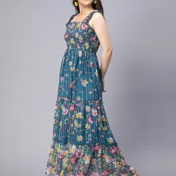 houseofcommon Women Fit and Flare Multicolor Maxi/Full Length Dress image 5