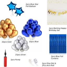 festobox Blue ,Silver & Gold Birthday Decoration Combo Set image 2