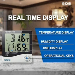 Bos Medicare Surgical HTC-1 Digital Room Temperature Thermometer with Hygrometer & Clock Temprature & Humidity Meter With Clock LCD Display for Indoor/Outdoor Room Thermometer image 3