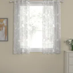 rosarahome White Sheer Polycotton 5 Feet Eyelet Set of 2 Curtains image 1