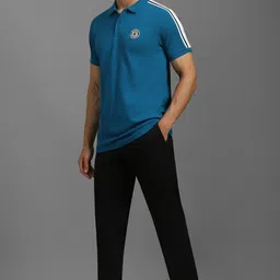louis philippe sport Men Solid Polo Neck Polyester Dark Blue T-Shirt image 2