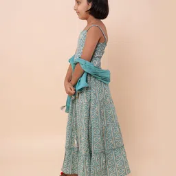 Sangria Girls Ethnic Motifs Printed Pure Cotton Lehenga Choli With Dupatta image 3