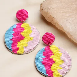 Anekaant Multicoloured Circular Drop Earrings-picture-23
