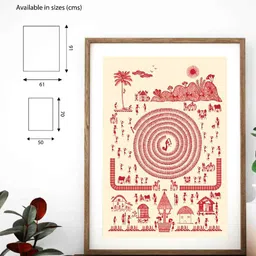 easchim connect White Canvas Printed Warli Framed Art image 2