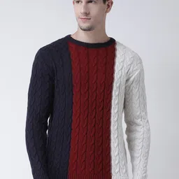 club york Men Self Design Round Neck Multicolor Sweater-picture-26