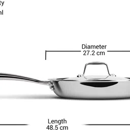 milton Pro Cook Triply Stainless Steel Fry Pan with Lid Fry Pan 26 cm diameter with Lid 2.2 L capacity image 4