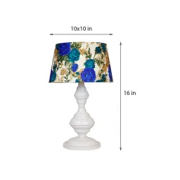 White & Blue Shade Table Lamp With Metal Base By Foziq image 3