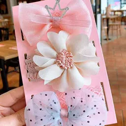 Babymoon Infants Girls Set Of 3 Bandana Cotton Headband-image-55