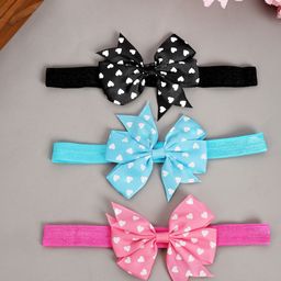 Babymoon Girls Pack of 3 Pink, Blue & Black Bow Headband-picture-18