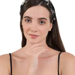 BuckleUp Women Black Floral Printed Fabric Wrap Headband-picture-28