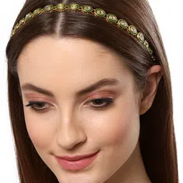 KARATCART Women Gold-Toned & Green Embellished Hairband-picture-38