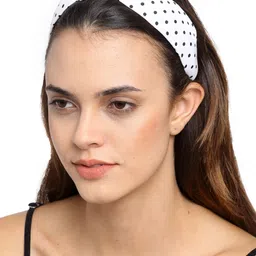 YouBella White & Black Polka Dot Printed Hairband image 1