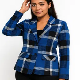 Women Checkered, Printed Single Breasted Casual, Formal, Party, Festive & Wedding Blazer-image-8