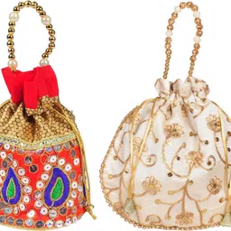 Women Multicolor, Beige Potli-image-84