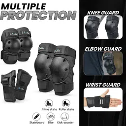 jaspo Impact Protective Gear Set|Knee, Elbow & Wrist Guards with PE Shell,8mm EVA Foam Skating Guard Combo image 2