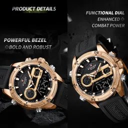 naviforce Silicone Bracelet Sport Waterproof Alarm Analog Digitals Watch For Men Analog Watch - For Men NF9223 Chronograph analog-digital image 5