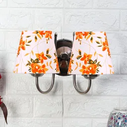 Devansh White & Orange Printed Metal Contemporary Frustum Shaped Wall Lamp-picture-17
