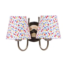 Devansh White & Red Printed Metal Traditional Frustum Shaped Wall Lamp image 2