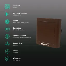 atomberg Efficio Plus 6 Inch 150mm Exhaust Fan with BLDC Motor (Silent Operation, Umber Brown) image 3