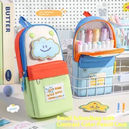 opuscia Pencil Pouch Large Capacity Stationaryery Storage Bag Good Time Art Canvas Pencil Box image 4