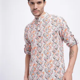 anouk rustic Men Printed Polyester Straight Kurta-picture-12